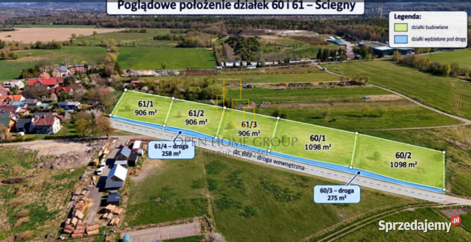 Ściegny gm Podgórzyn działki budowlane ok 1098 Ścięgny