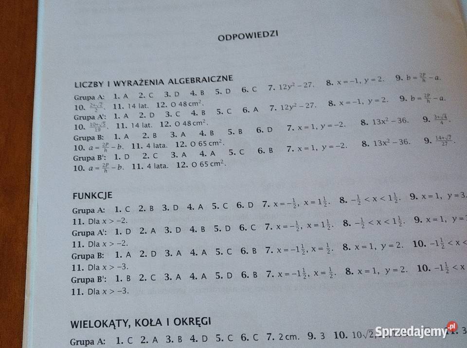 Matematyka 3 sprawdziany klasy trzeciej Gdańsk sprzedam