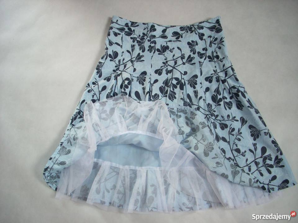 Spódnica GRANAT kwiaty niebieska TIUL S M j nowa Odzież damska małopolskie