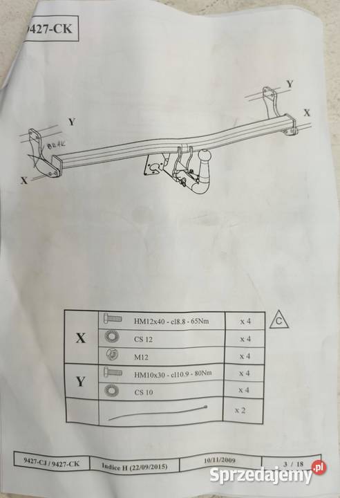 HAK HOLOWNICZY CITROEN C3 II DS3 20092016 9427CK