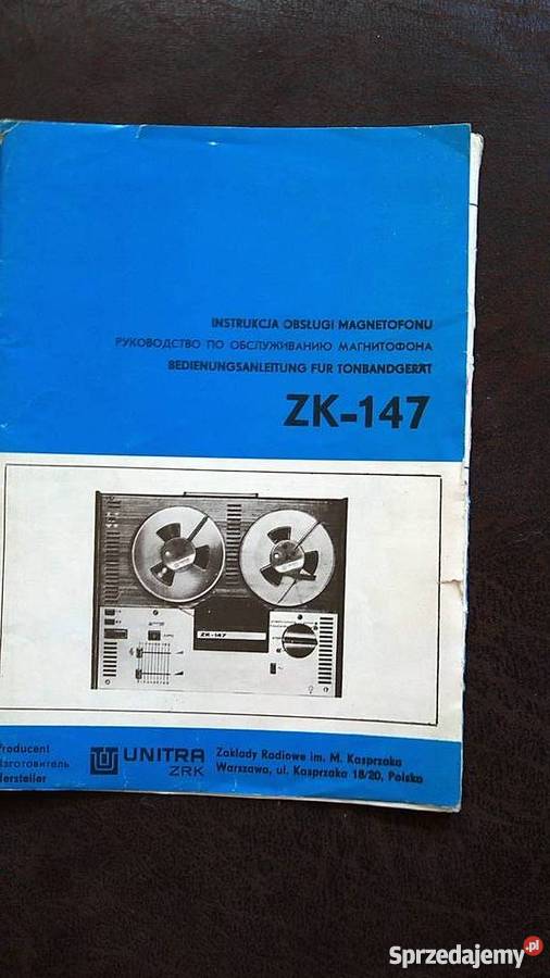 Instrukcja Obsługi Magnetofonu ZK 147 Unitra Wrocław