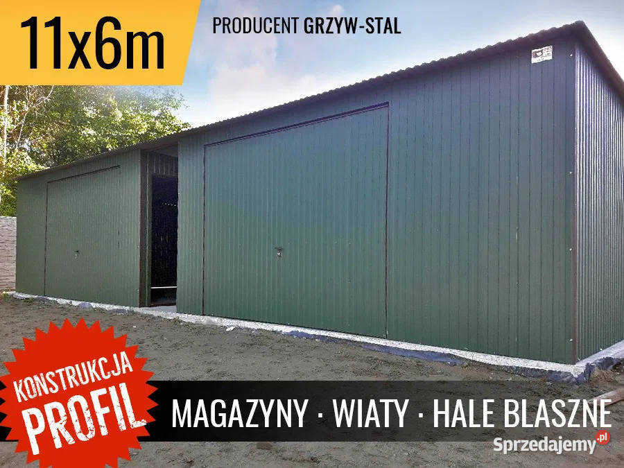 Garaż Blaszany Lekka Hala Stalowa konstrukcja z 159zł/m2