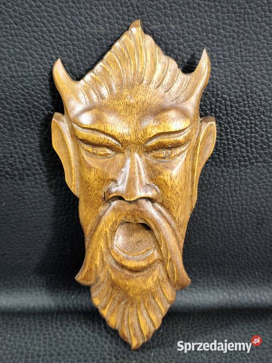 Drewniana maska ścienna Satyr Faun rzeźba drewno