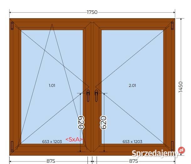 Okno PCV 175x145 złoty dąb 3szyby NOWE bez Opole