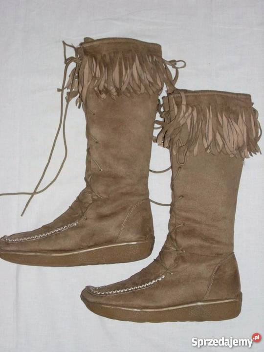 Kozaki Frędzle gruba podeszwa 37 375 brązowy/beżowy małopolskie