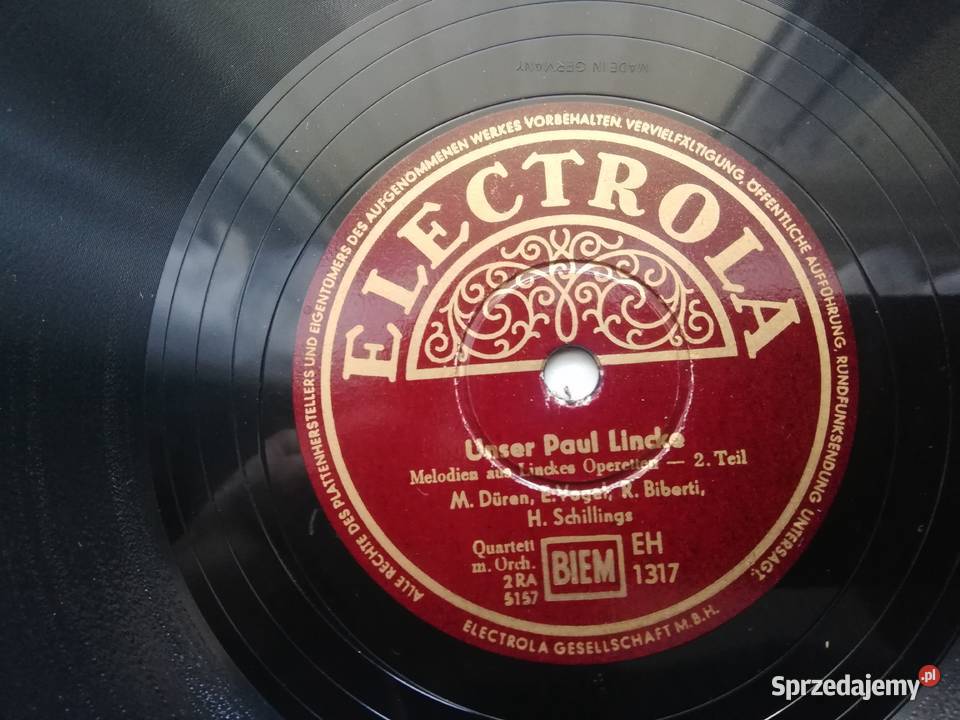 Płyta szelakowa 30 Unser Paul Lincke Wronki