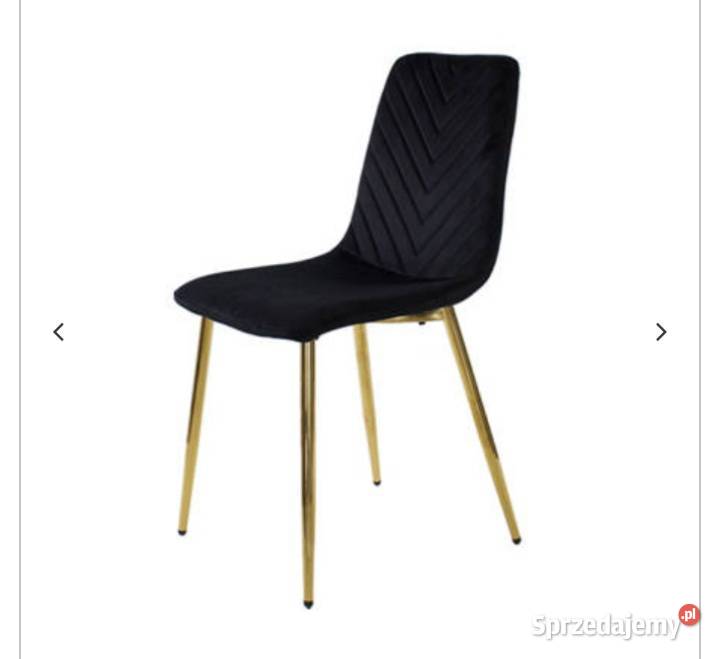 Krzesło czarne złote nóżki jodelka welur
