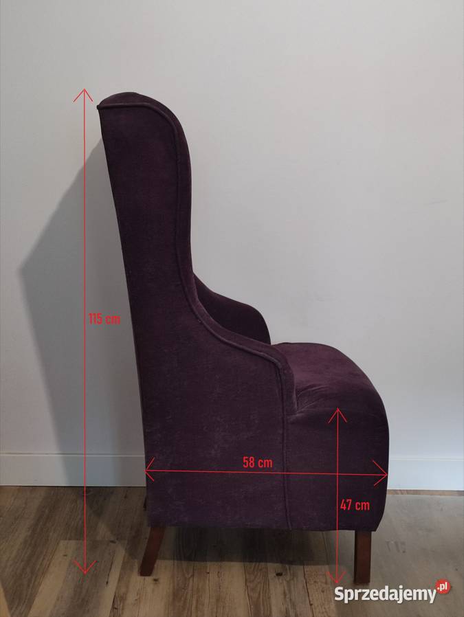 Fotel welurowy fioletowy nieużywany Olsztyn