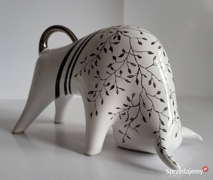 Byk Figurka Byczek ceramiczny ręcznie malowany Sierakowice