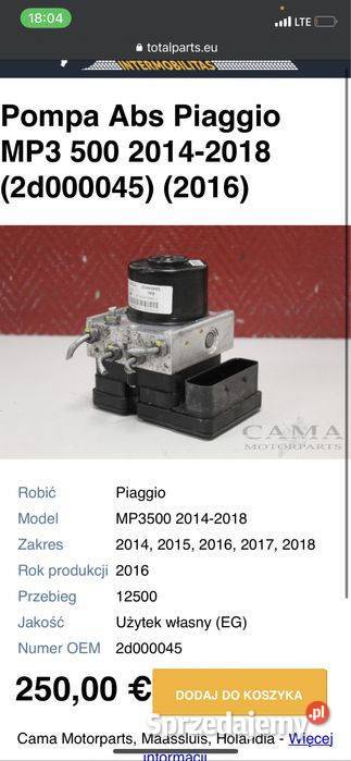 Piaggio MP3 Pompa ABS 500300 2014 N262 Pozostałe Poznań