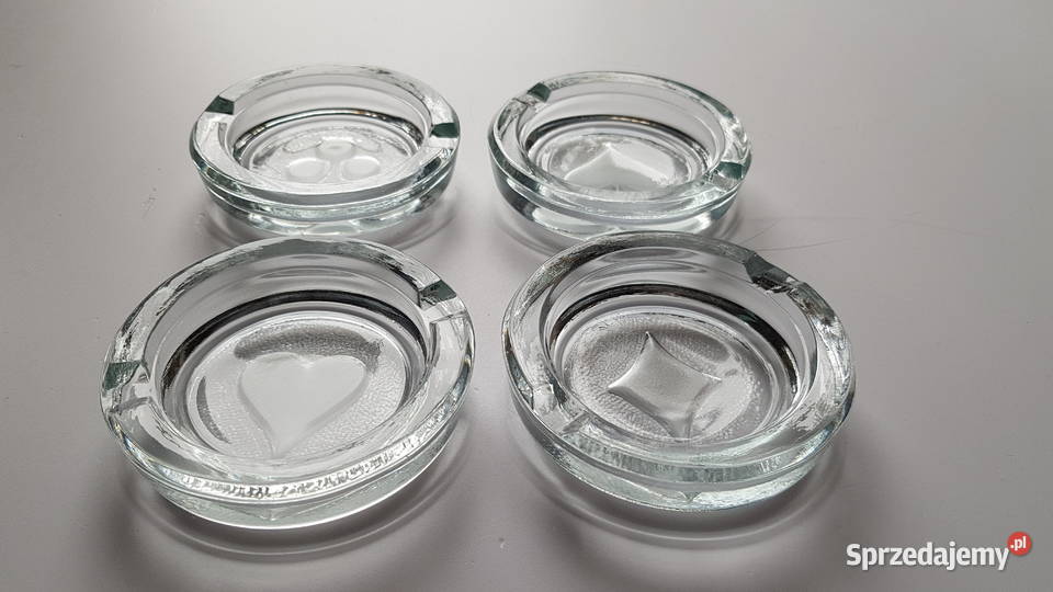Zestaw 4 popielniczki do brydża pokera z Porcelana i szkło śląskie Dąbrowa Górnicza sprzedam