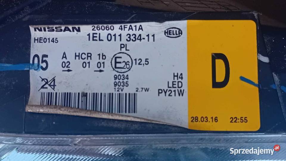 Nissan E NV200 Led reflektor lampa lewy przód lewe Przeźmierowo sprzedam