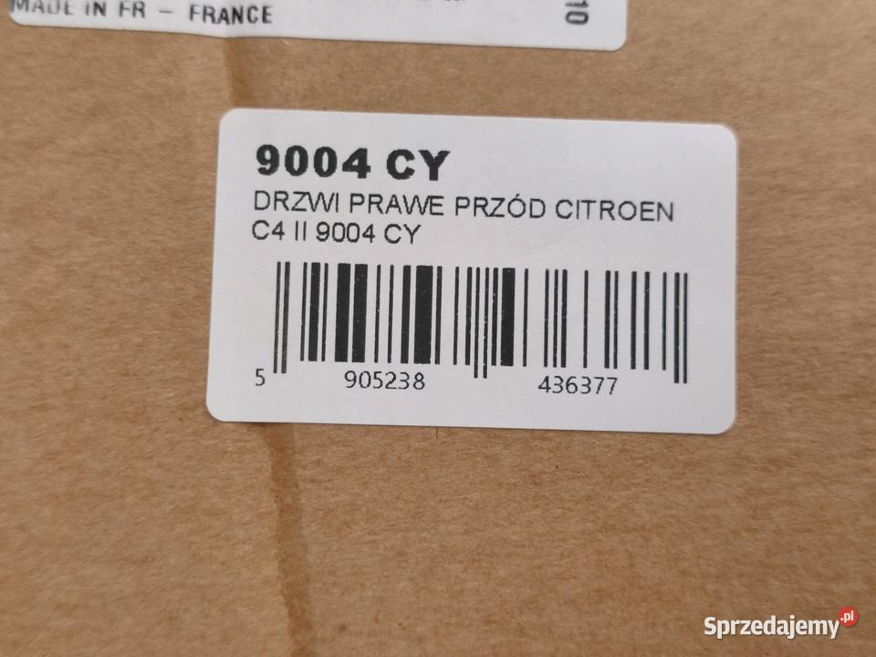 DRZWI PRAWY PRZÓD CITROEN C4 II NC 2013 9004CY Drzwi