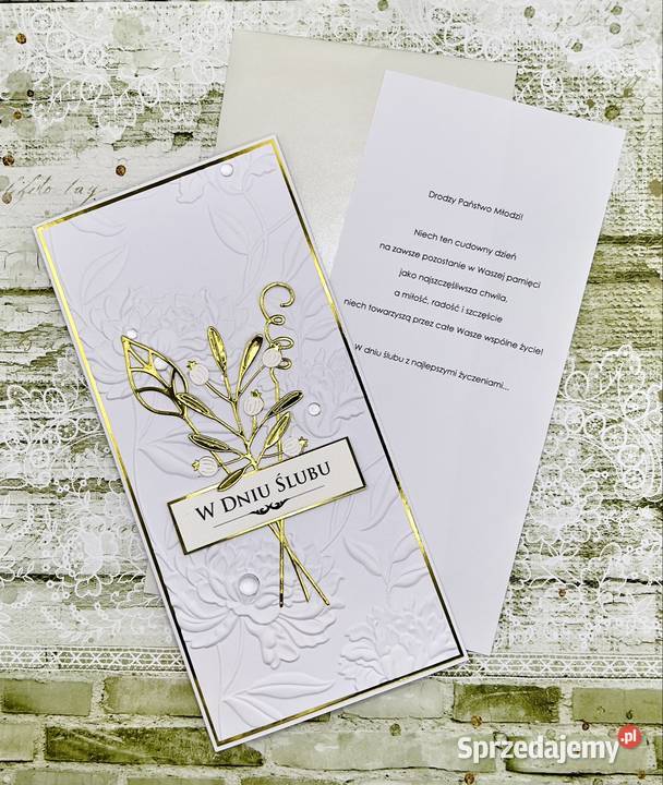 Kartka na ślub ręcznie robiona z kopertą Mielec