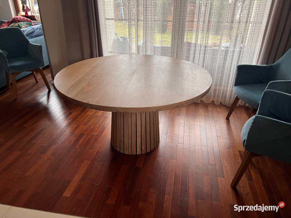 Stół okrągły dębowy rozkładany dzień tvn 140cm Kętrzyn