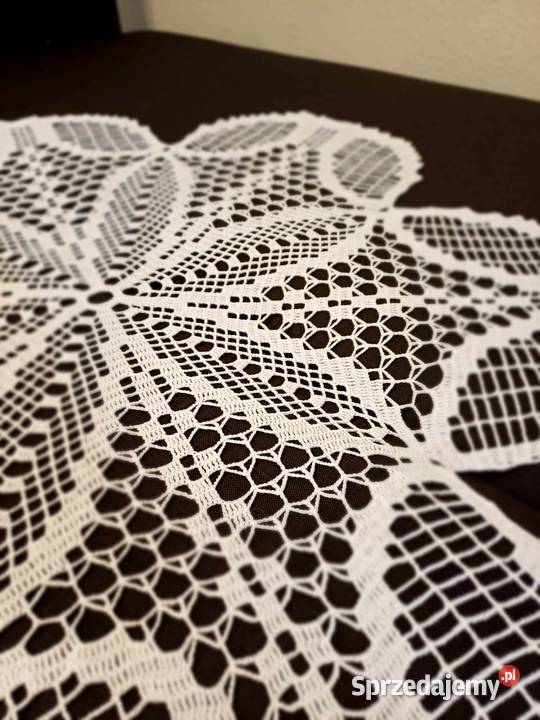 Serweta szydełkowa okrągła rękozieło biały Częstochowa sprzedam