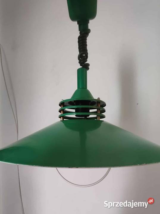 Lampa wisząca zielona metalowa loft PRL Gdańsk