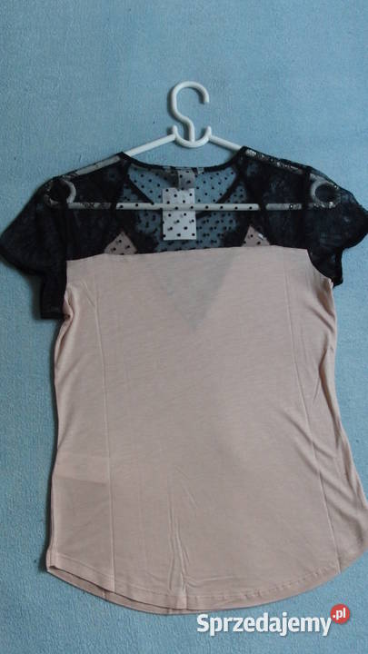Koszulka bluzka xs 34 czarny pudrowy róż hm Topy i koszulki Toruń