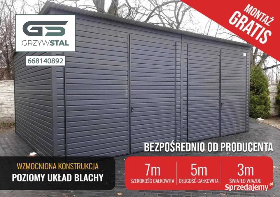 Garaż Blaszany GRAFIT JEDNOSPADOWY Nisko