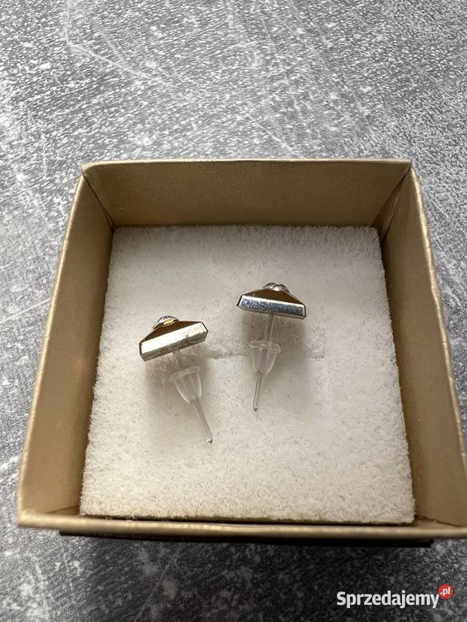 Kolczyki złote z diamentem kwadratowe kwadrat Jasło