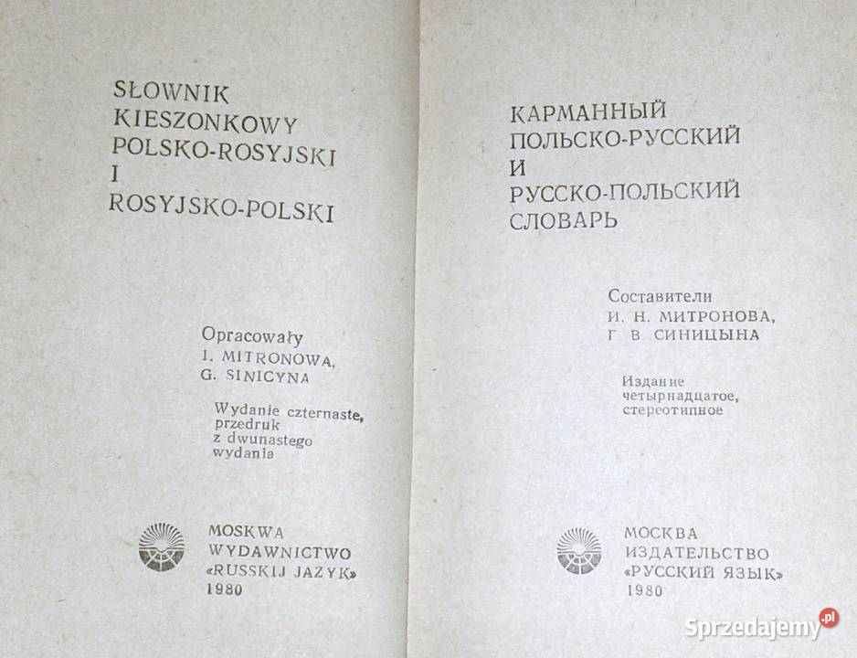 Słownik polskorosyjski rosyjskopolski Wyd 1980