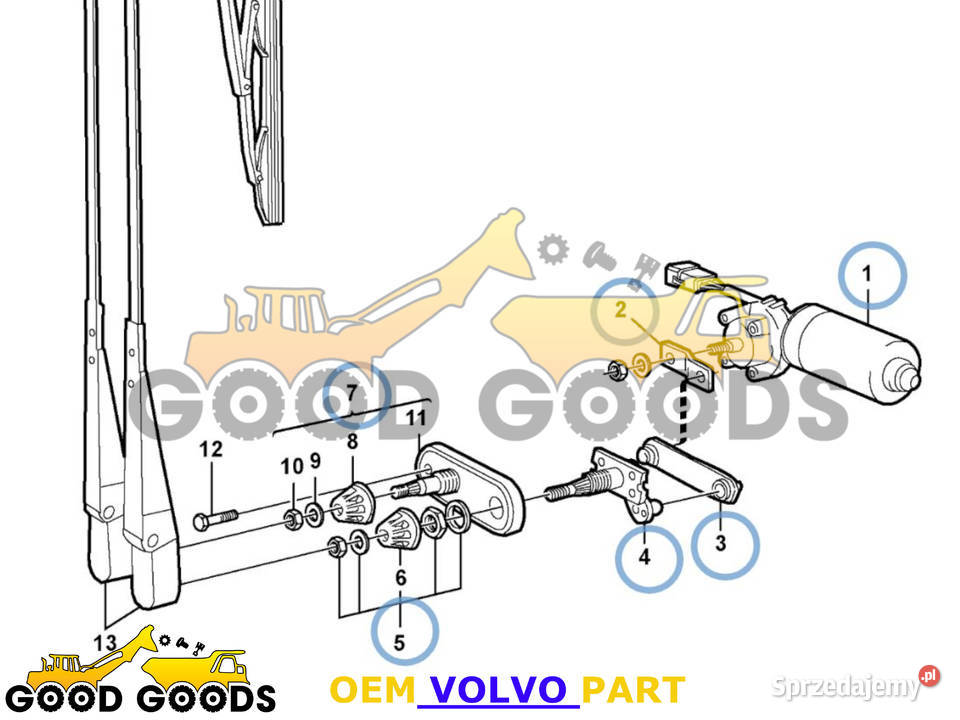 VOLVO SILNIK PRZEKŁADNIA WYCIERACZKI PRZEDNIEJ mazowieckie Władysławów