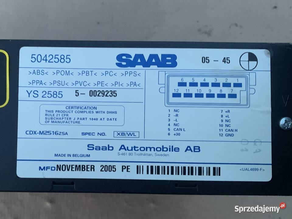 5042585 zmieniarka cd saab 95 95 vector saab 93 Szczecin