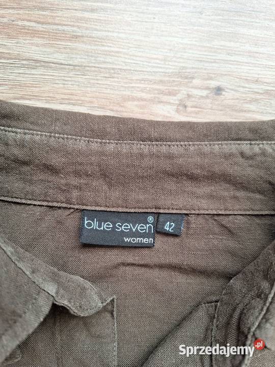 Piękna oliwkowa koszula z rękawem 34 khaki len sprzedam