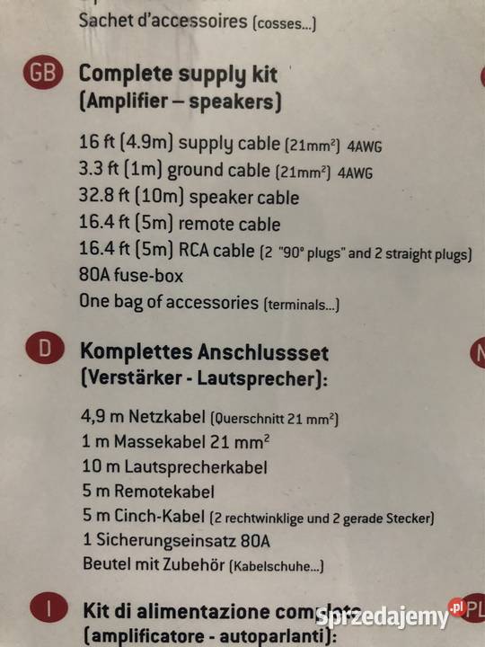 Zestaw instalacyjny Focal PK 21 do instalacji osobowe Kołobrzeg