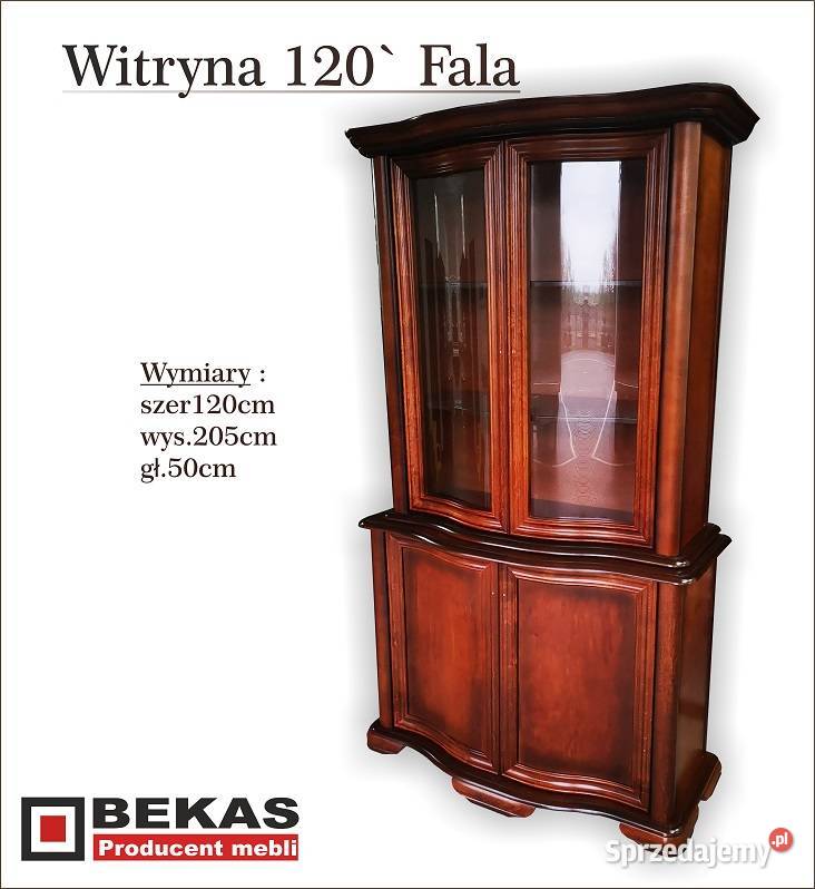 Mahoń Stylowa Witryna Kredens Gięty Mahoniowy 205cm Toruń
