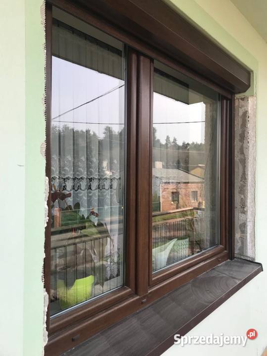 5 okien okna ciemny brąz roleta do dwóch PCV Krzepice sprzedam