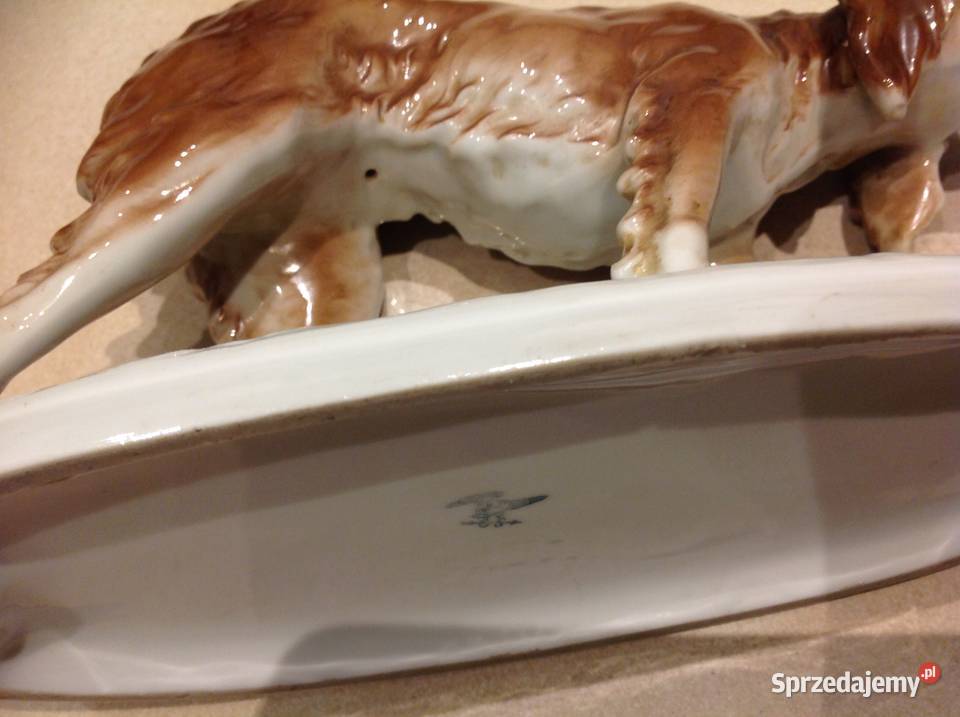 Stara Porcelanowa Firurka Pies Sygnowana Nowa Sól