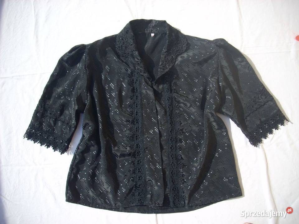 Elegancka Czarna Koszula Hafty Bufki 44 46 Nowy Sącz