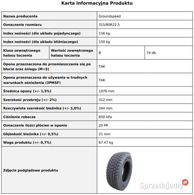 GROUNDSPEED GSVS02 31580 R225 Opony napęd kostka Zarębki sprzedam