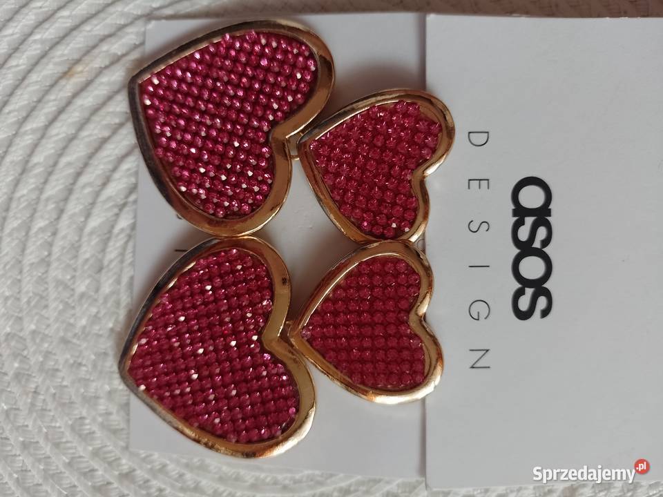 ASOS Różowe Bogato zdobione kolczyki serca z Kraków