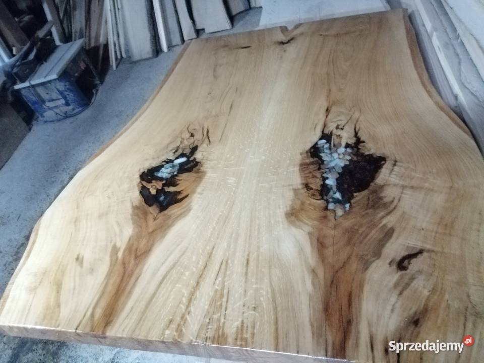 stolik kawowy blat debowy 120x80x5 zywica 80cm Przysucha