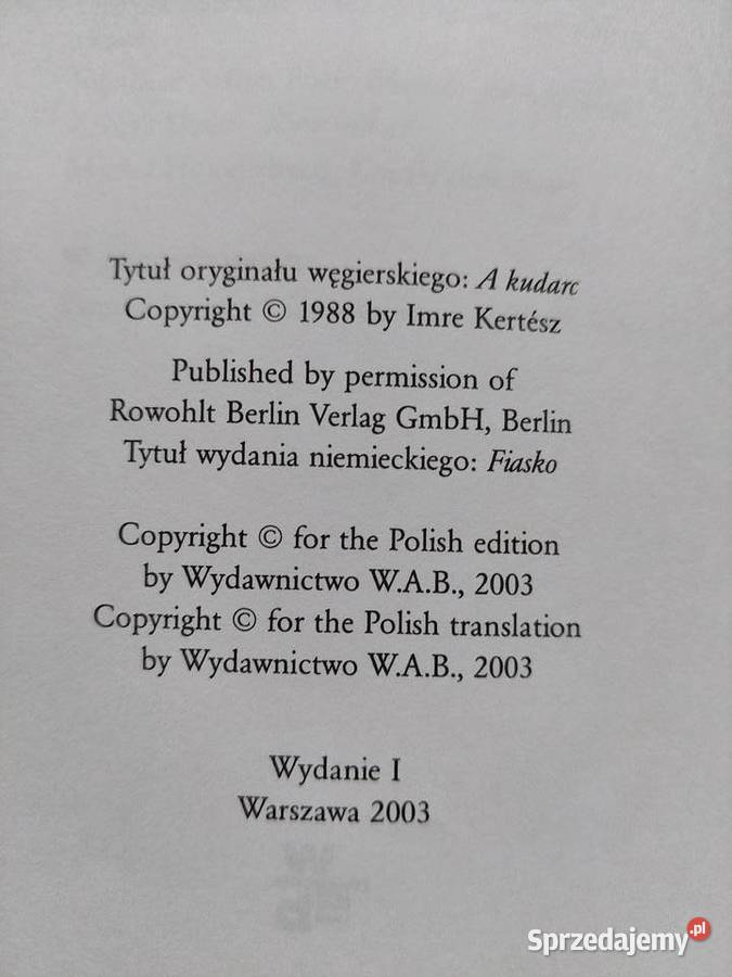 FIASKO Imre Kertsz małopolskie Kraków