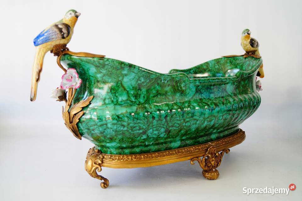 Ogromna porcelanowa patera porcelana brąz Antyki Gizałki
