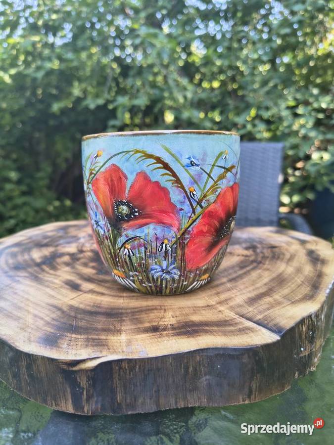 Kubek porcelanowy ręcznie malowany Mrągowo