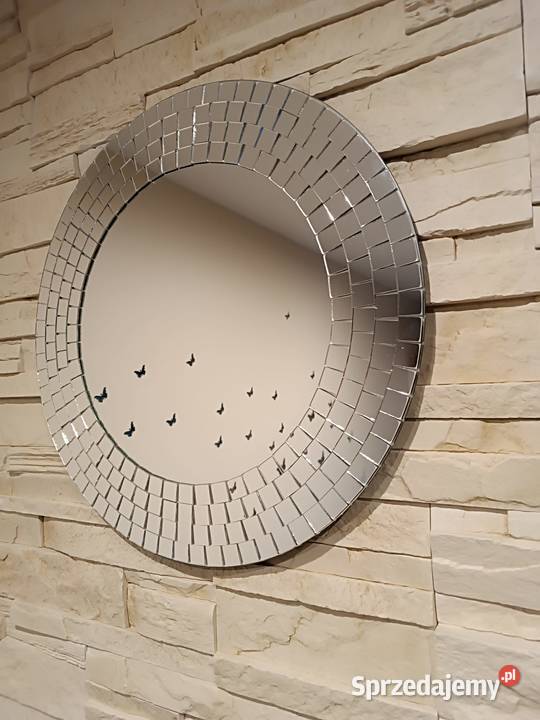 Okrągłe lustro ścienne z ramą ze szklaną mozaiką podlaskie Suwałki sprzedam