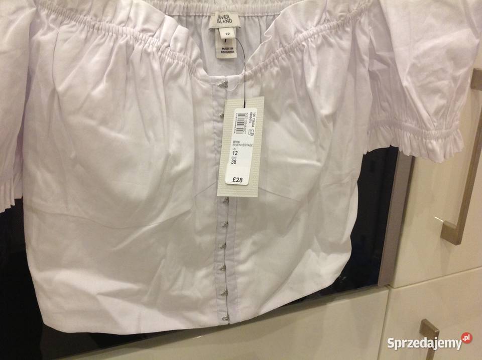 Biały Crop Top River Island r S nowy Rozmiar 36(S) Nowa Sól