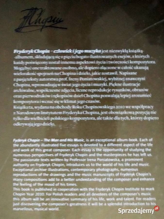 Fryderyk Chopin Człowiek i muzyka the Man and Warszawa sprzedam