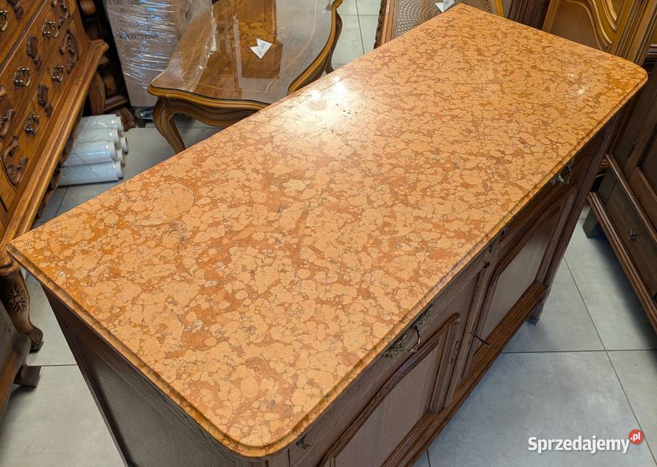 Piękna dębowa komodaszafka secesyjna z marmurem Dąbrowa Górnicza