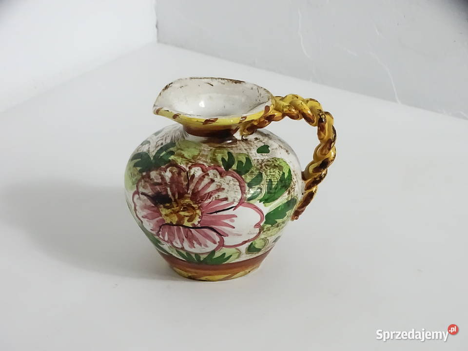 Ręcznie Malowany Ceramiczny Dzbanek Vintage Biłgoraj