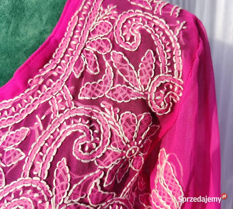 Bluzka tunika różowa róż S M haftowana etno boho Szczecin