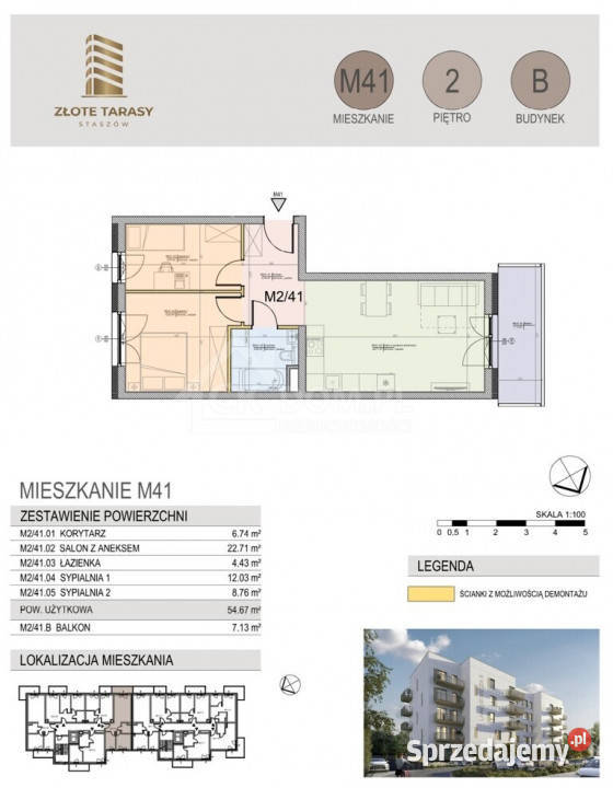 M41 5467 m 3 pokoje balkon 2 piętro Staszów