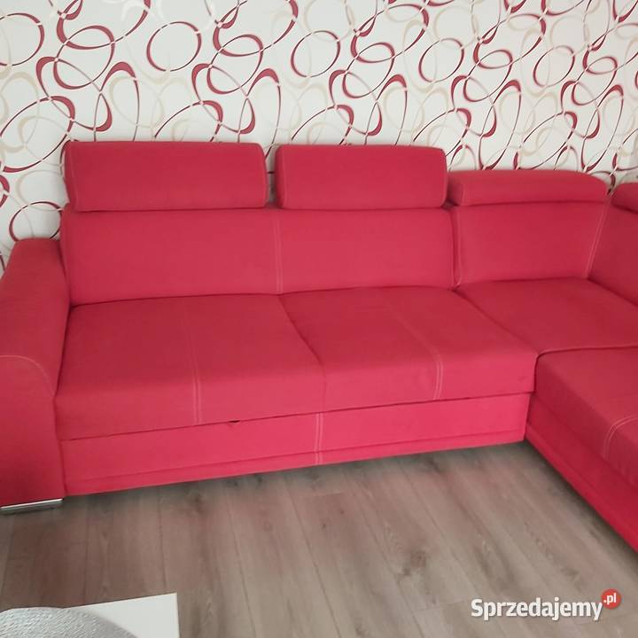 Czerwona sofa narożna z funkcją spania 260x190 Chorzów
