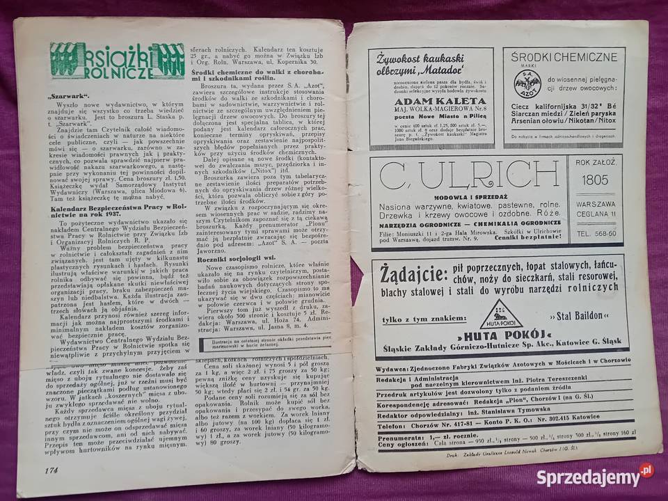 Miesięcznik Plon 4 kwiecień 1937 r IV Koźminek sprzedam