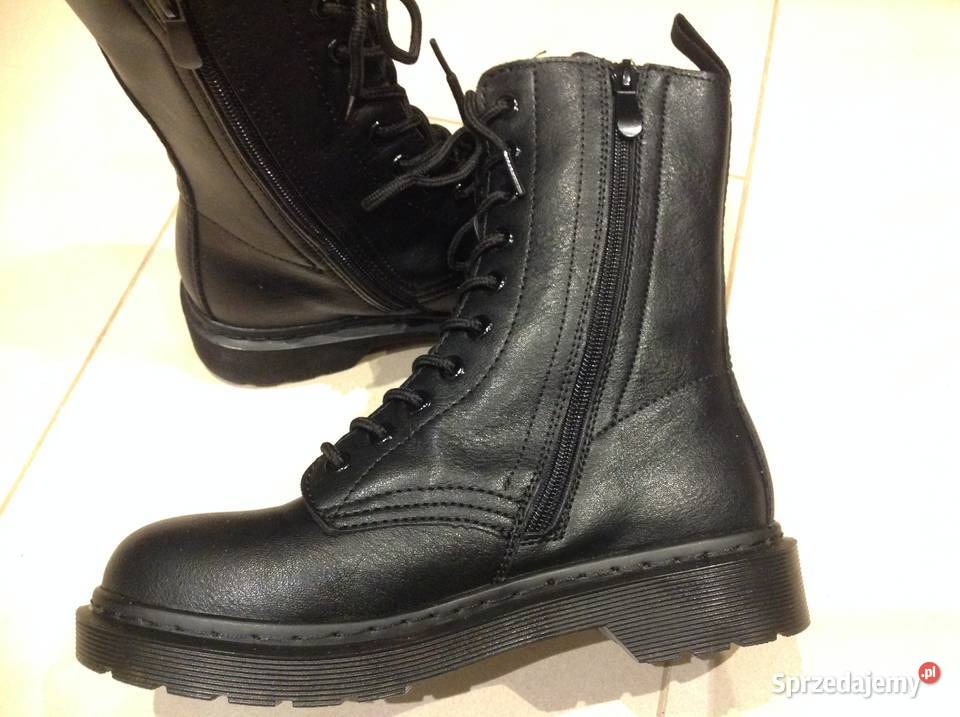 Martensy Skórzane Buty Damskie 37375 Czarne NOWE Nowa Sól