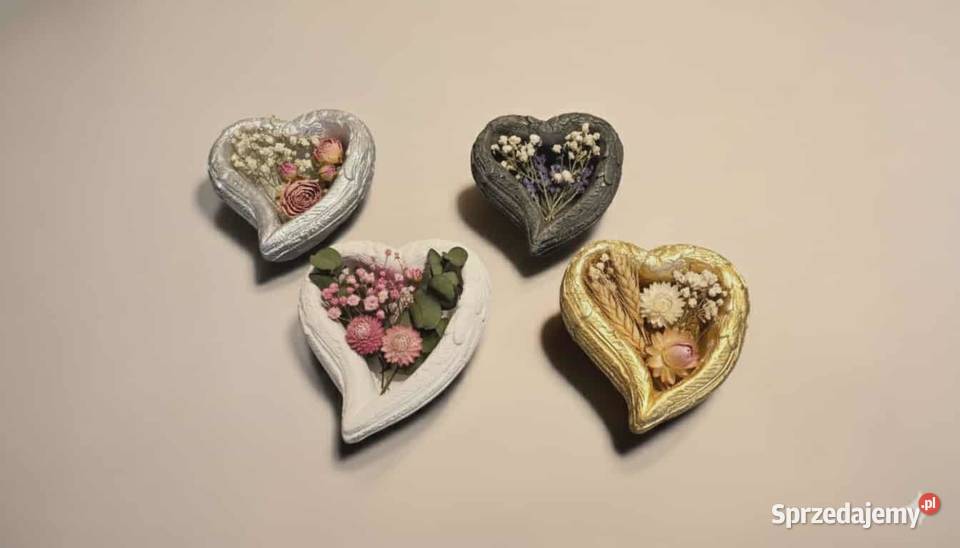 osłonka gipsowa doniczka serce dekoracja dekor